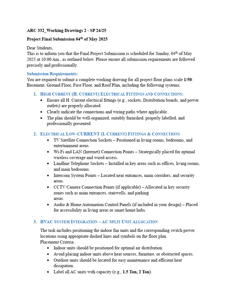 Final Project Submission Guidelines 2025 | PDF | Basement | Equipment