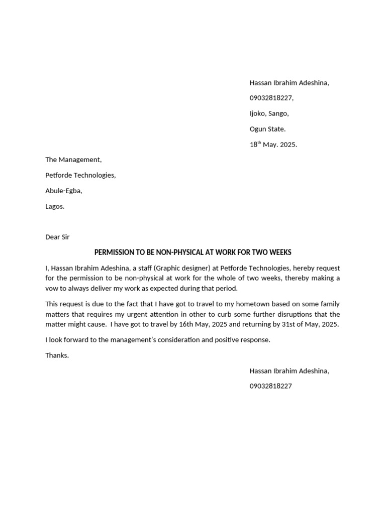 Letter of Permission | PDF