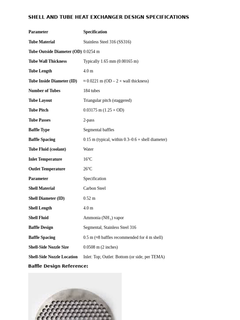 Shell and Tube Heat Exchanger Specs | PDF
