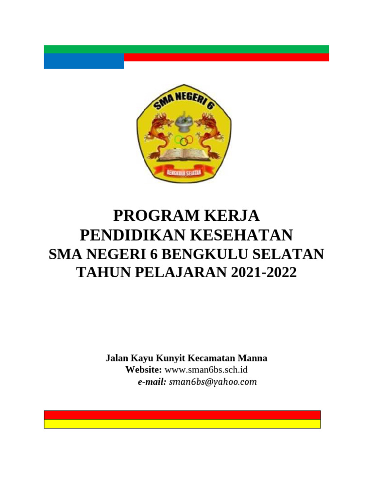 Program Kerja Pendidikan Kesehatan SMA 6 | PDF