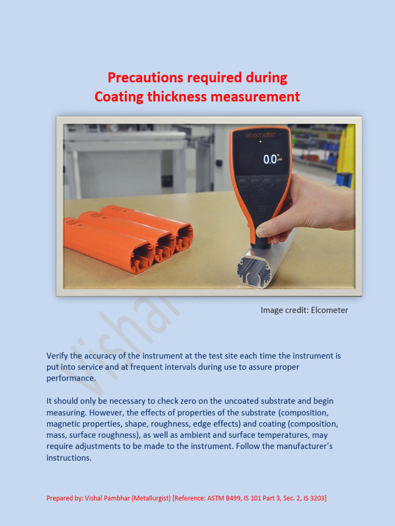 Coating Thickness Measurement Precautions | PDF | Calibration | Soldering