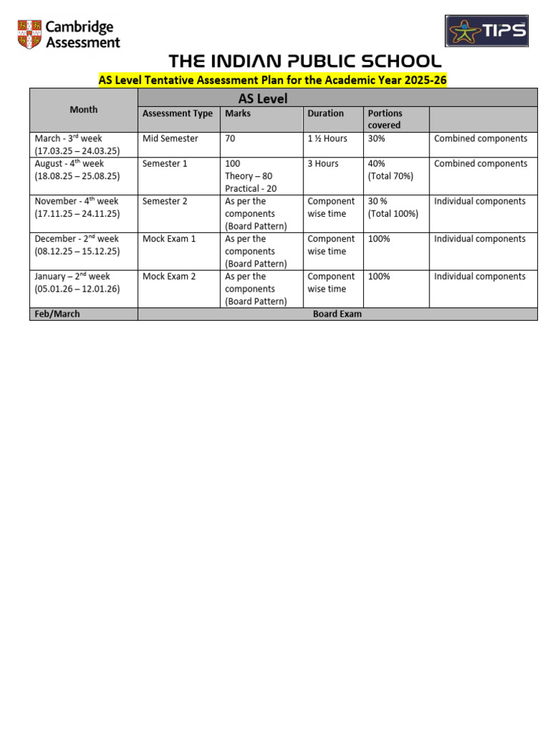 AS Level Assessment Plan 2025-26 | PDF