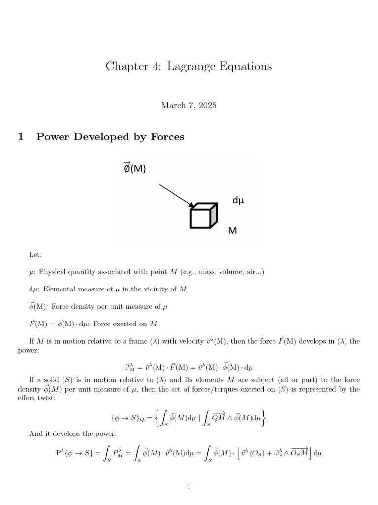 Lagrange Equations and Power Dynamics | PDF | Lagrangian Mechanics | Force