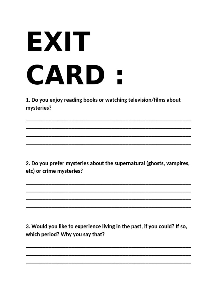 Exit Card | PDF