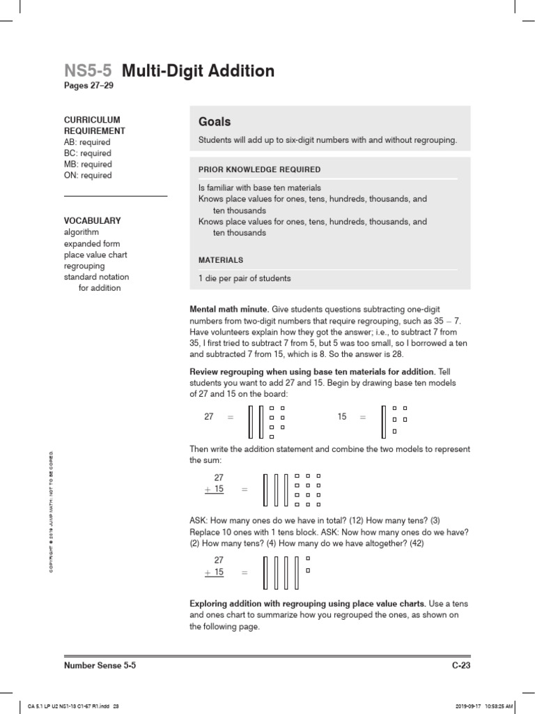 Multi-Digit Addition Strategies for Grade 5 | PDF | Mathematical ...