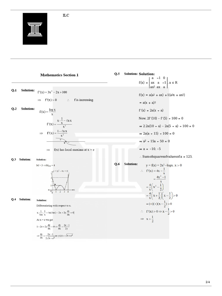 Mathematics Solutions and Derivatives Guide | PDF | Mathematical ...