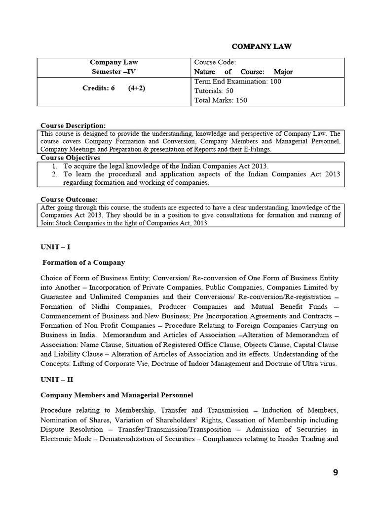 Company Law Course AAT422J3 Overview | PDF | Companies | Articles Of ...