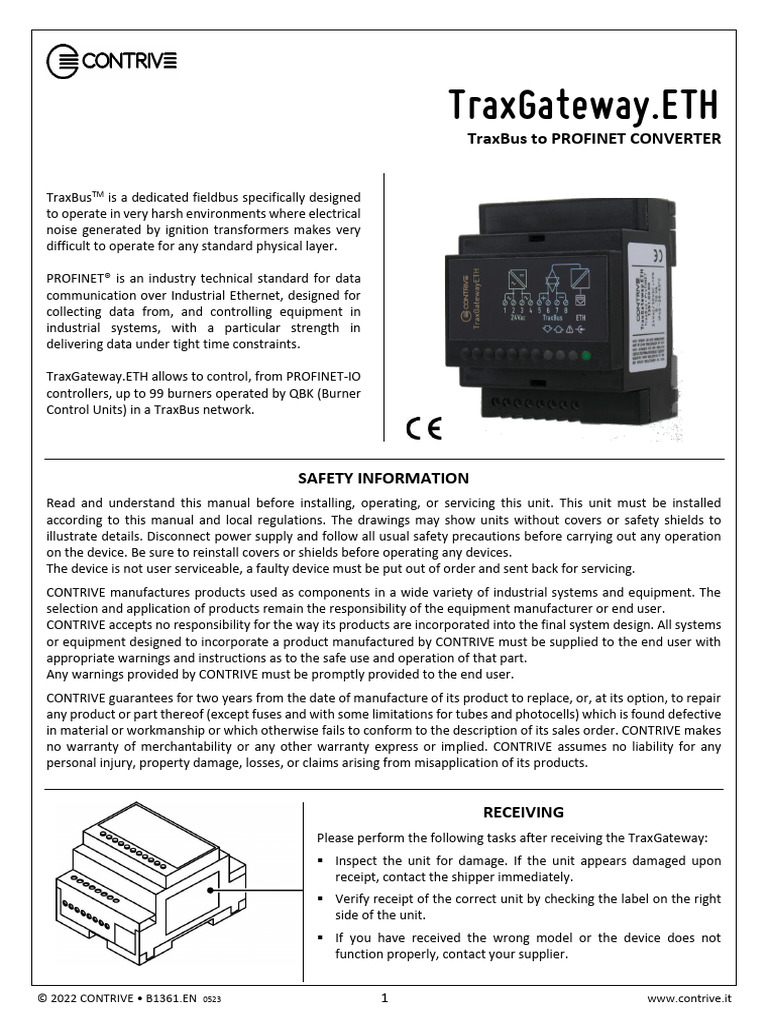 TraxGateway.ETH: PROFINET to TraxBus Converter | PDF | Power Supply ...