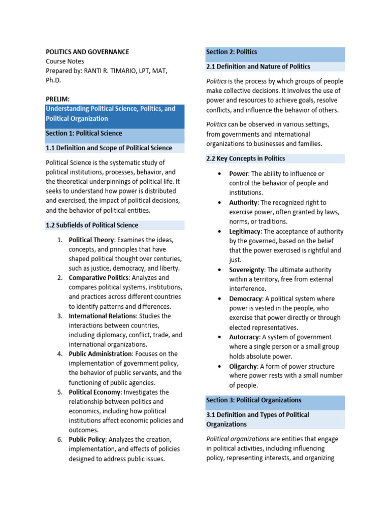 Overview of Political Science Concepts | PDF | Constitution | Government