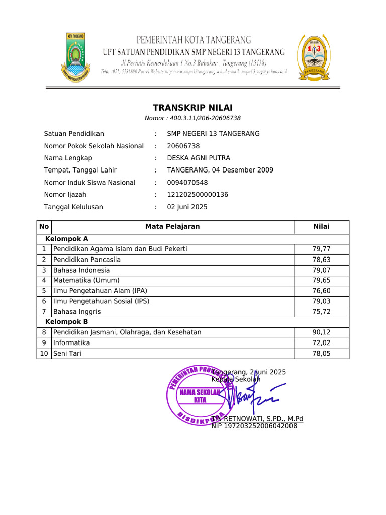 File File Transkrip Nilai Ijazah 2024 - 2025 Genap | PDF
