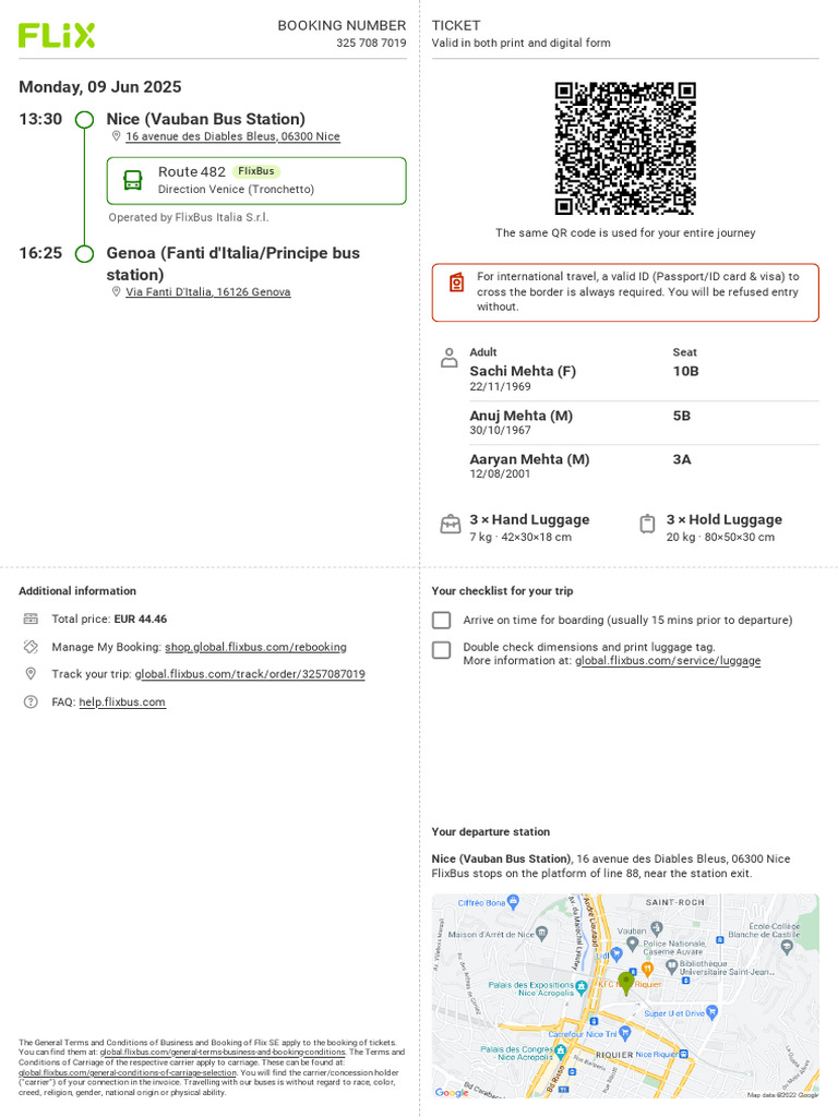 FlixBus Ticket from Nice to Venice | PDF | Government And Personhood ...