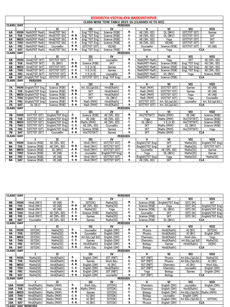 Time Table Wef 01.04.2025 | PDF