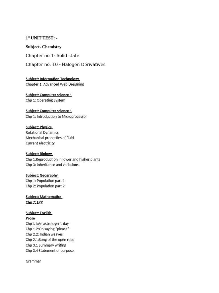 Unit Test Overview: Science & Tech | PDF