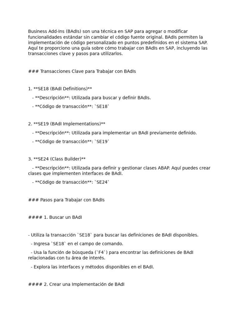 SAP BADIs | PDF | Informática | Ingeniería de software