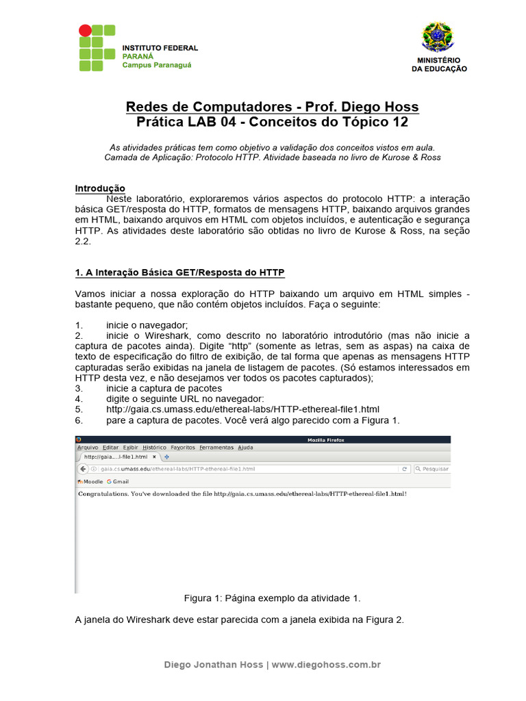 Prática de HTTP em Redes de Computadores | PDF | Protocolo de controle ...