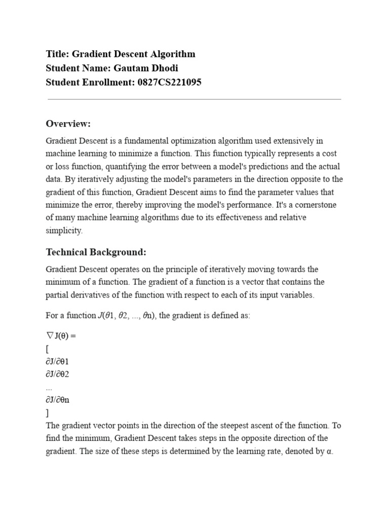Gradient Descent Algorithm.Y... | PDF | Theoretical Computer Science ...