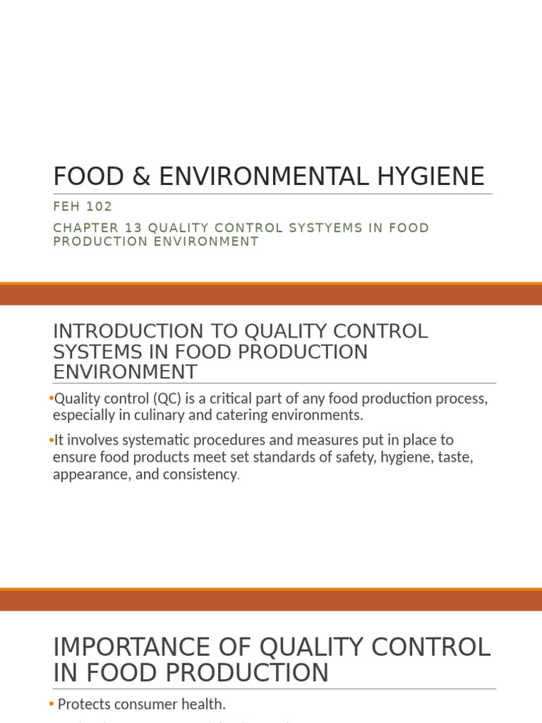 Food & Environmental Hygiene - Chapter 13 | PDF | Hazard Analysis And ...