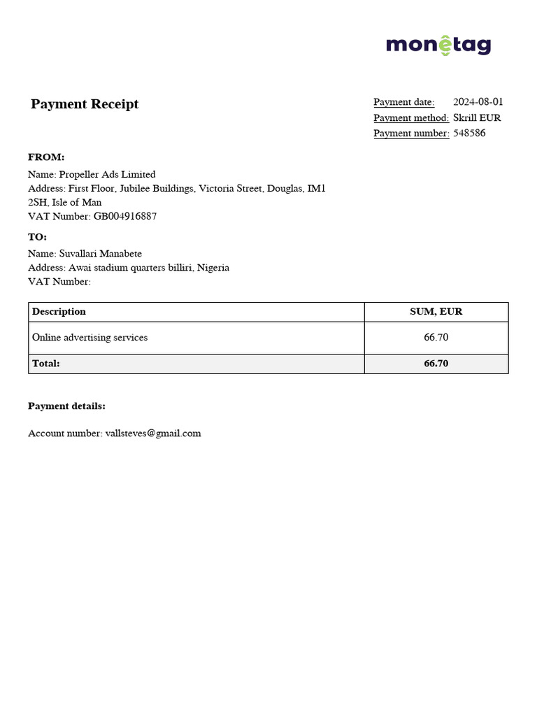 Mexico Payment Receipt for Services | PDF