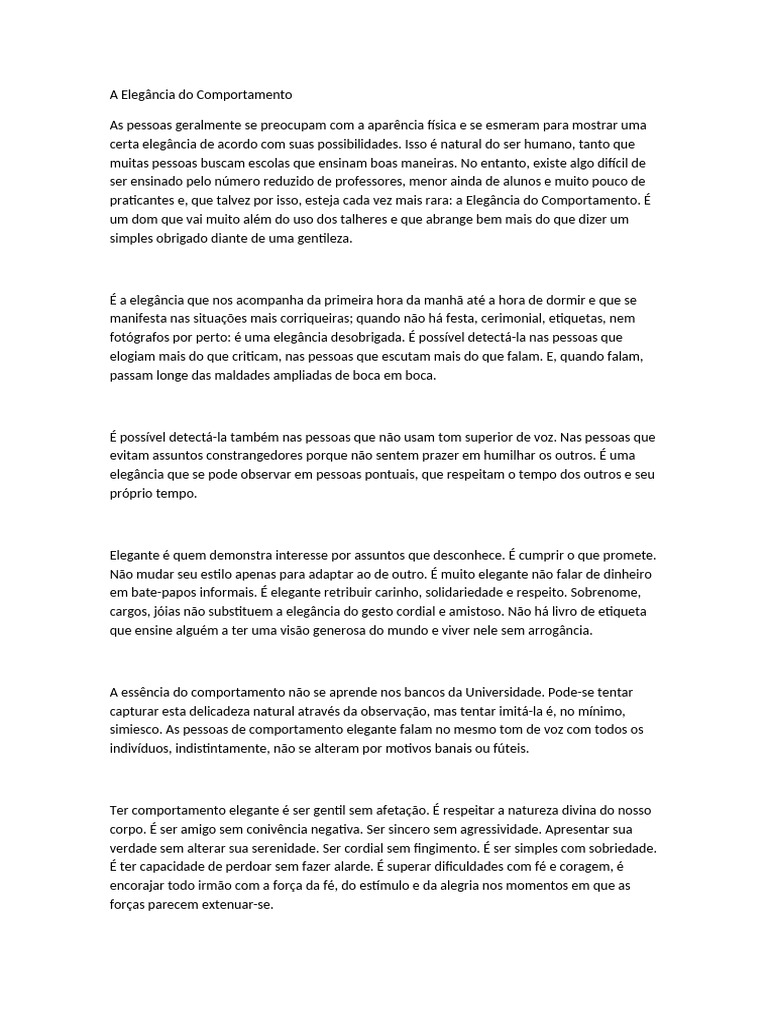 Elegância do Comportamento Humano | PDF | Comportamento | Tempo