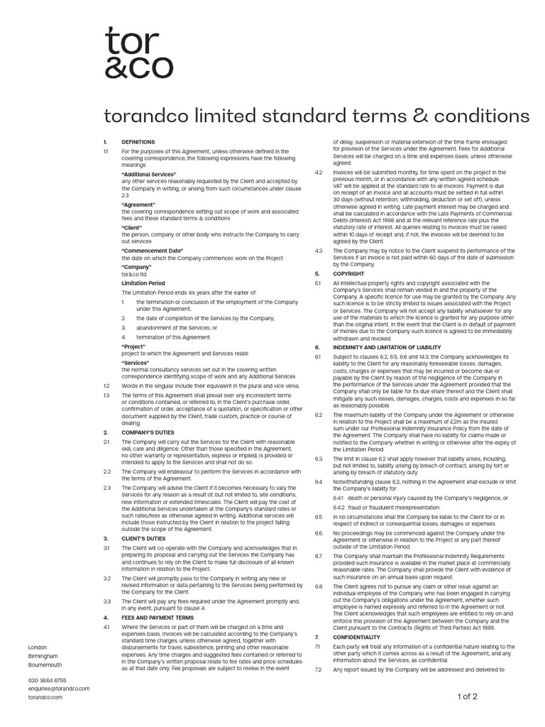 Company Agreement Terms and Conditions | PDF | Legal Liability | Bankruptcy