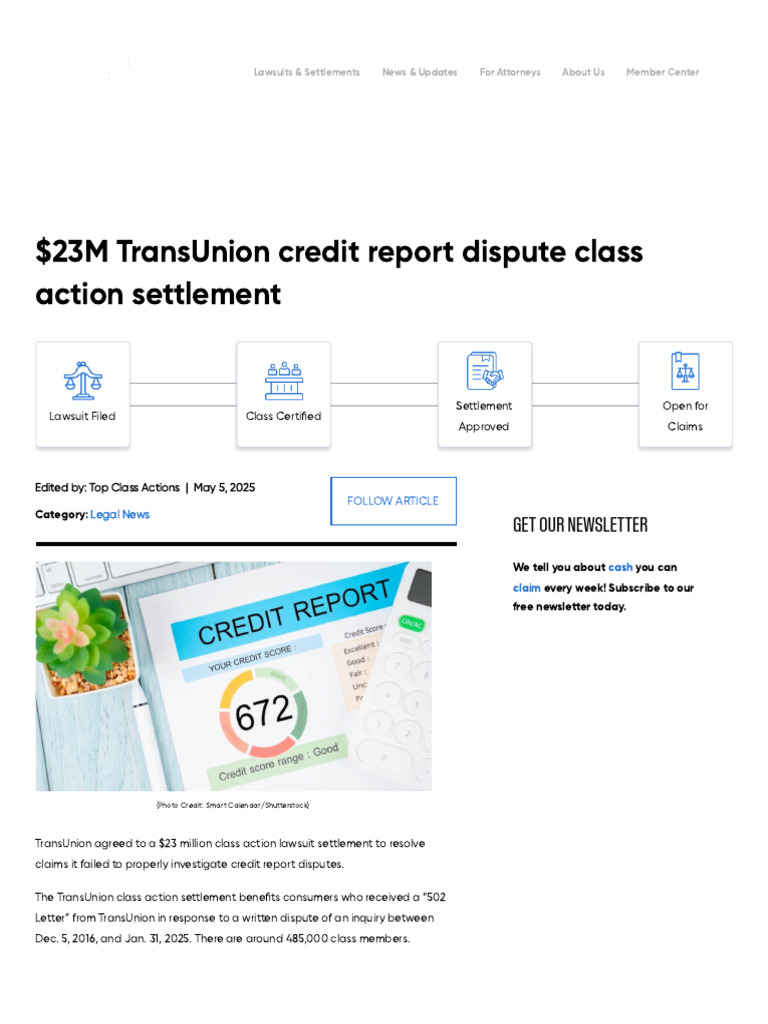 $23M TransUnion Class Action Settlement | PDF | Class Action ...