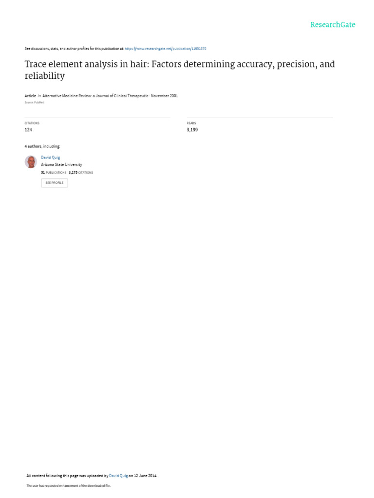 Trace Element Analysis in Hair Factors Determining | PDF | Accuracy And ...