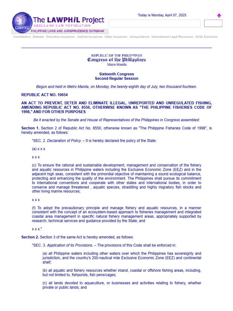 RA 10654: Anti-Illegal Fishing Act | PDF | Fine (Penalty)