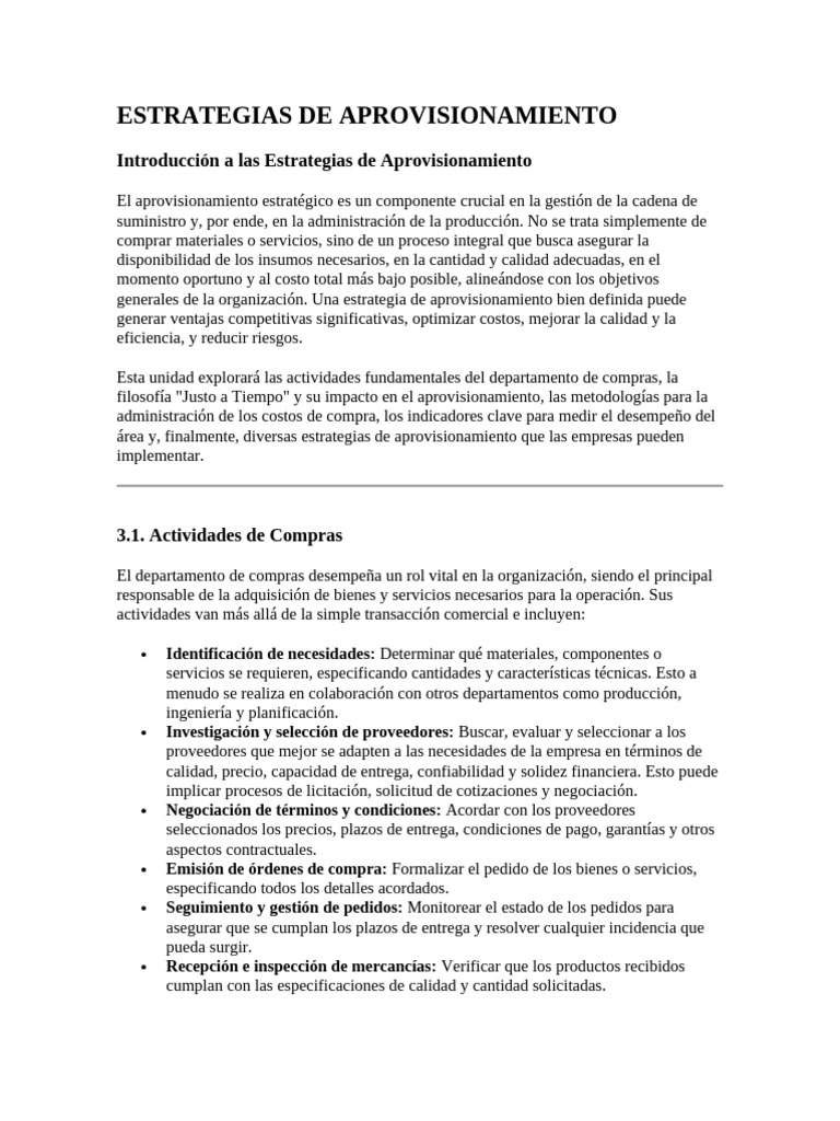 Estrategias de Aprovisionamiento Efectivas | PDF | Obtención | Lean ...