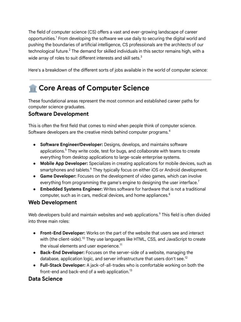 Career Paths in Computer Science | PDF | Data Science | Machine Learning