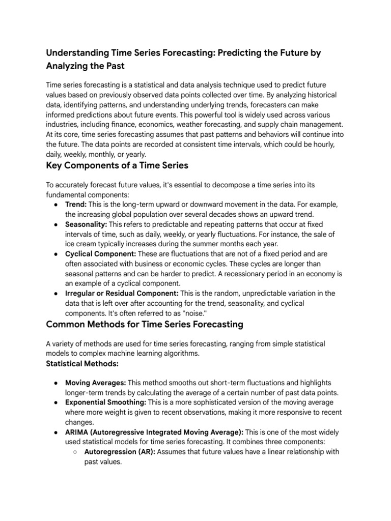 Time Series Forecasting Explained | PDF | Autoregressive Integrated ...