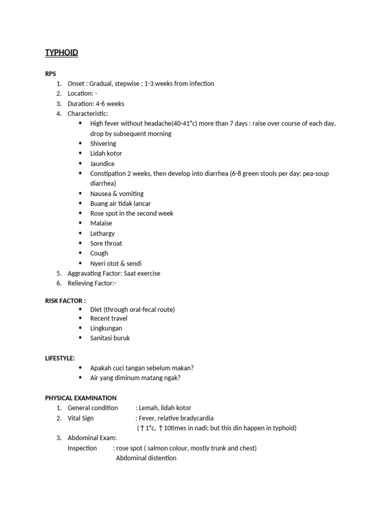 Typhoid Fever Symptoms and Care | PDF