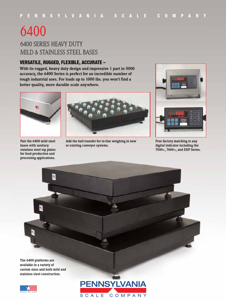 Pennsylvania 6400 Series Scales | PDF | Pound (Mass) | Manufactured Goods
