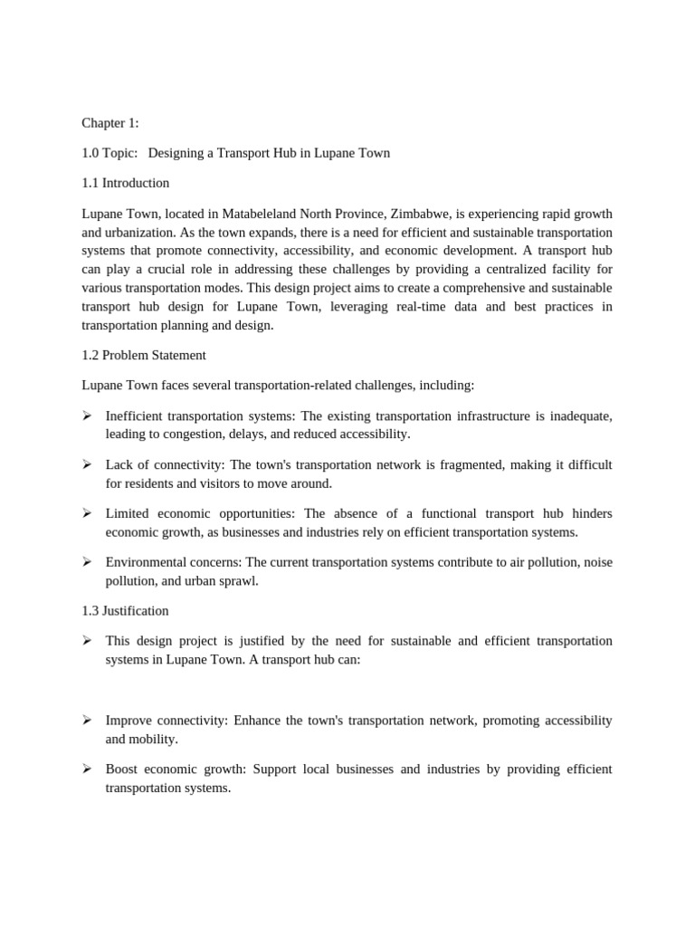 Sustainable Transport Hub Design for Lupane | PDF | Transport ...