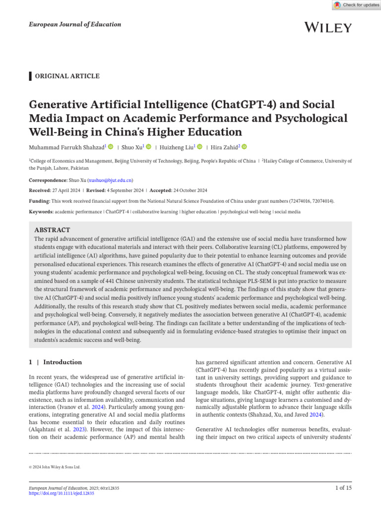 AI and Social Media's Impact on Students | PDF | Artificial ...