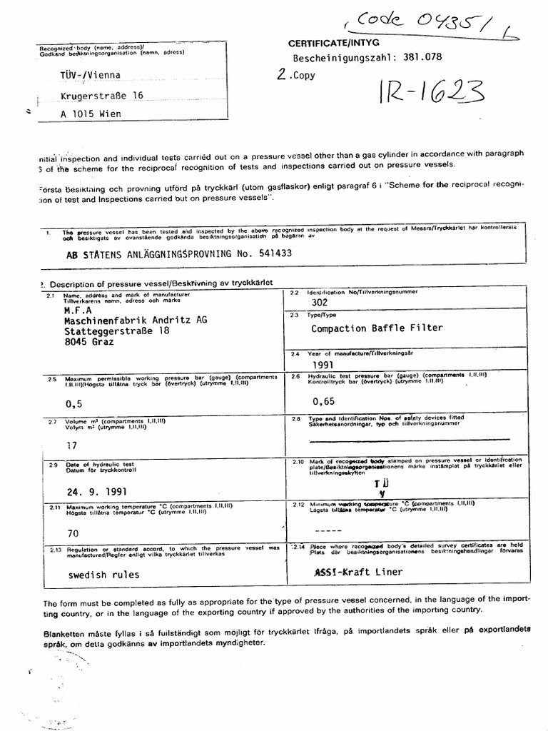SA Intyg 04351 | PDF