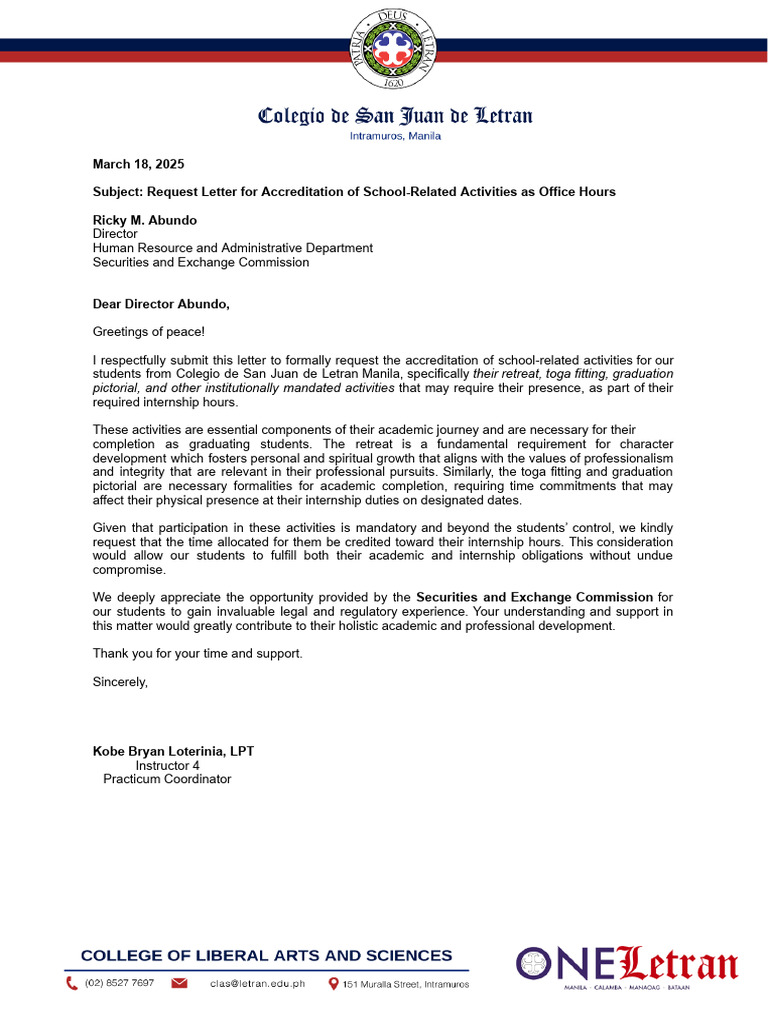 Accreditation Request for Student Activities | PDF