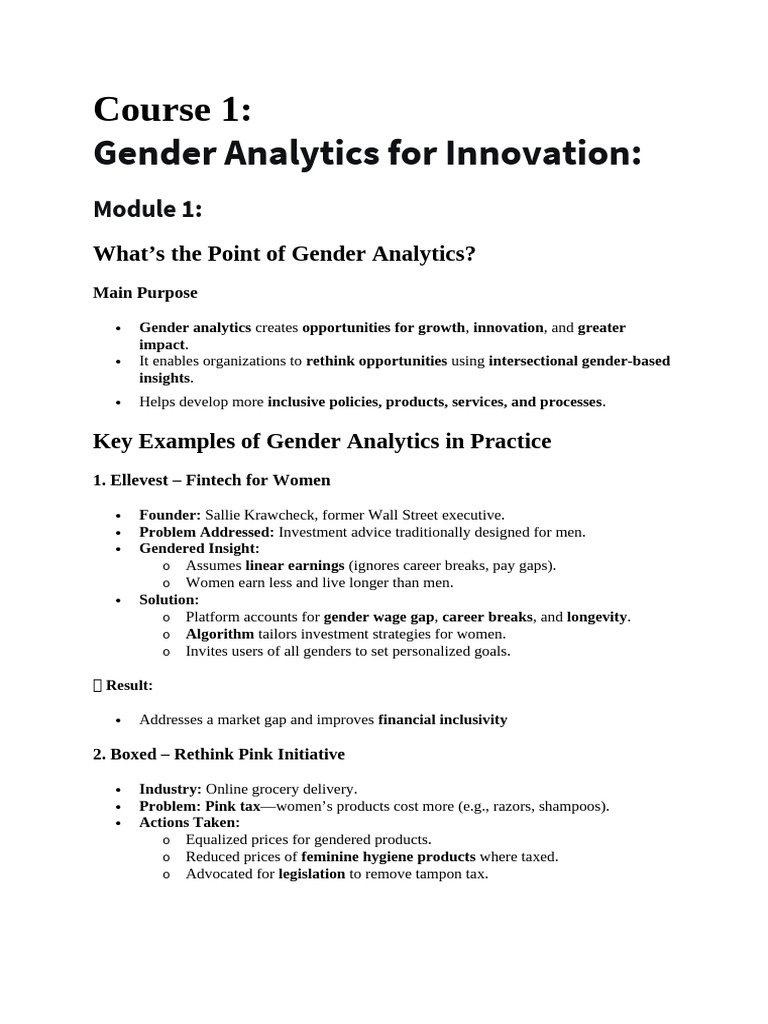 Gender Analytics for Innovation Insights | PDF | Gender | Gender Studies
