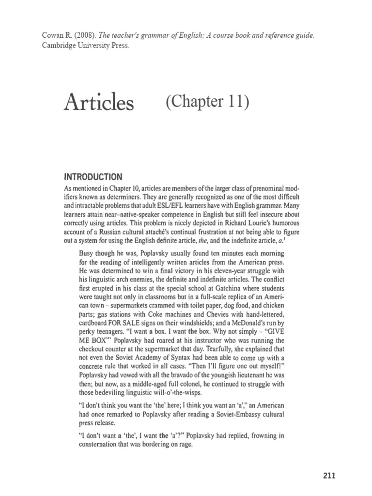 Understanding English Articles | PDF | Noun | Grammatical Number