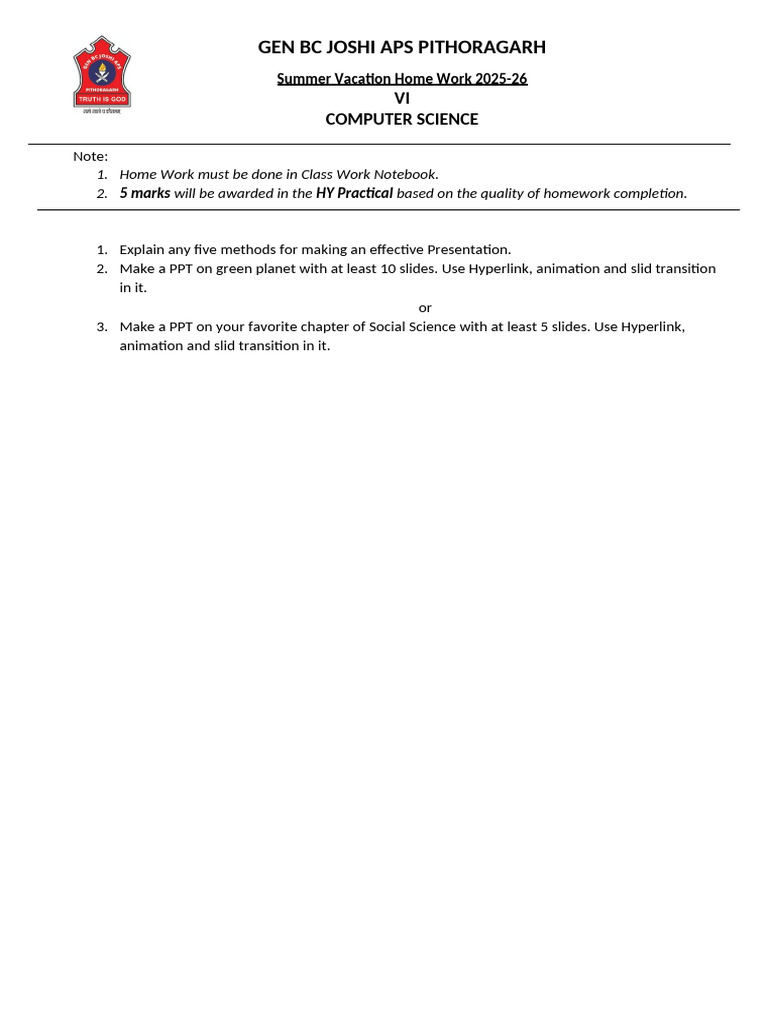 Summer Vacation Homework (Computer Dept) | PDF | Comma Separated Values ...