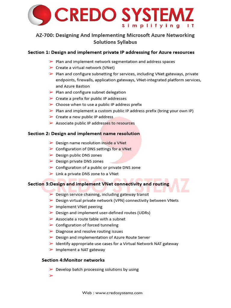 AZ-700 Azure Networking Solutions Syllabus | PDF | Computer Network ...