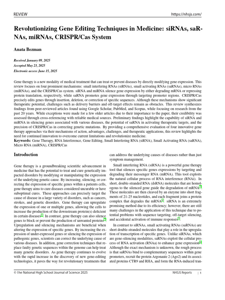 RNA Interference in Gene Therapy | PDF | Rna Interference | Small ...