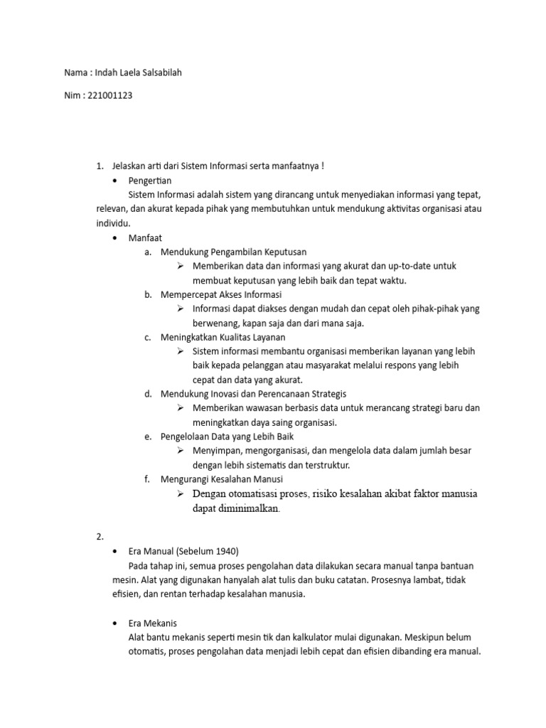 Pengertian dan Manfaat Sistem Informasi | PDF