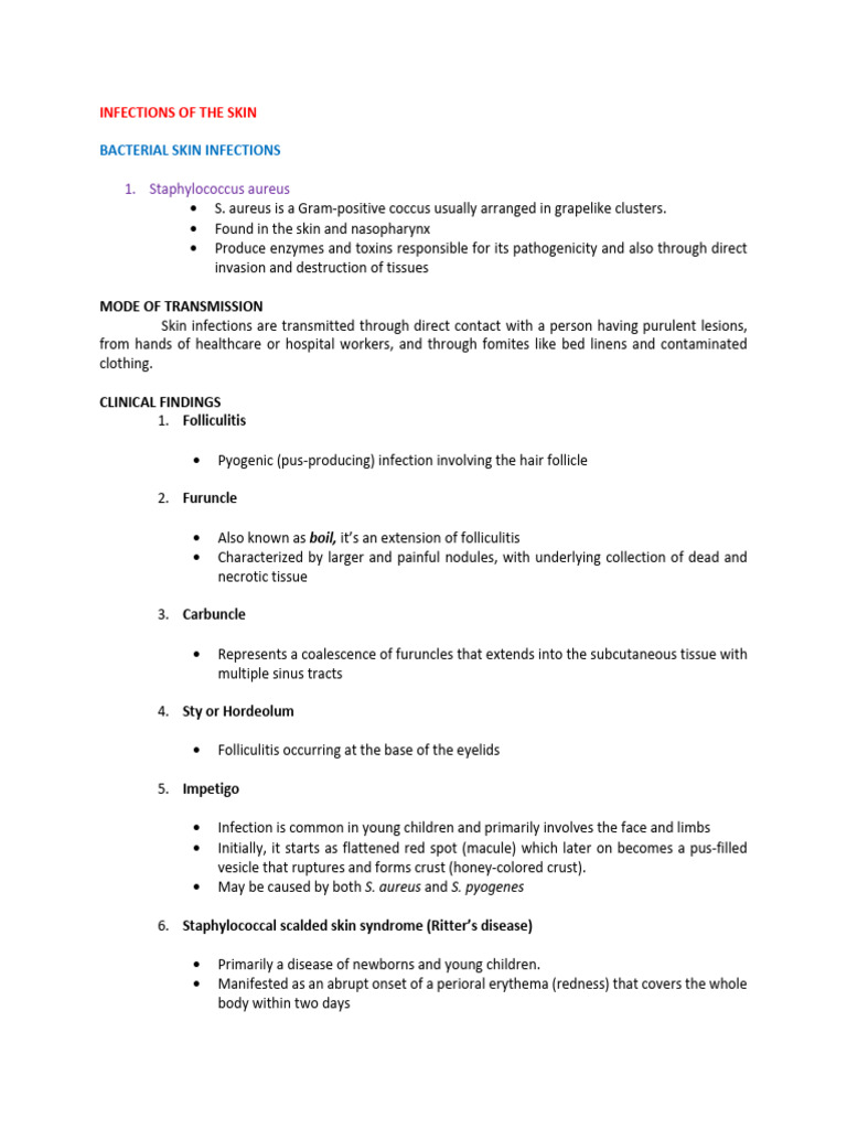 Types of Skin Infections Explained | PDF | Staphylococcus Aureus ...