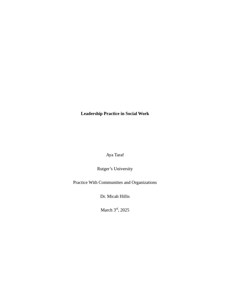 Leadership Qualities in Social Work Practice | PDF | Leadership ...
