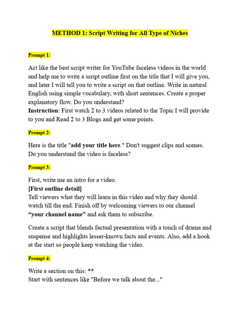 Script Writing for Faceless YouTube Videos | PDF