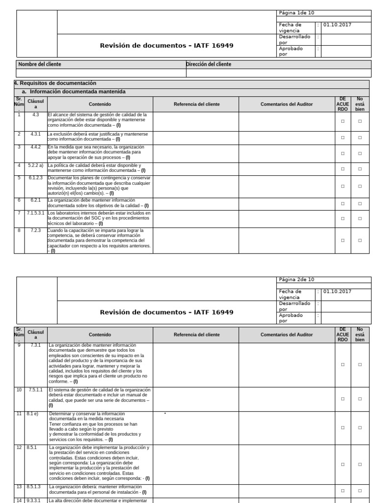 Requisitos de Documentación IATF 16949 | PDF | Calidad (comercial ...