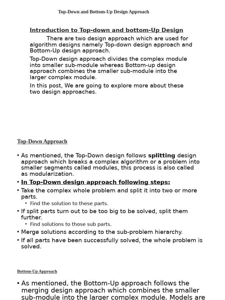 Top-Down vs Bottom-Up Design Approaches | PDF | Data Type | Queue ...