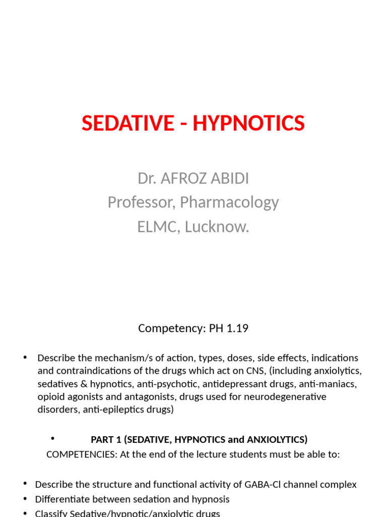 Sedative vs. Hypnotic Pharmacology | PDF | Benzodiazepine | Insomnia