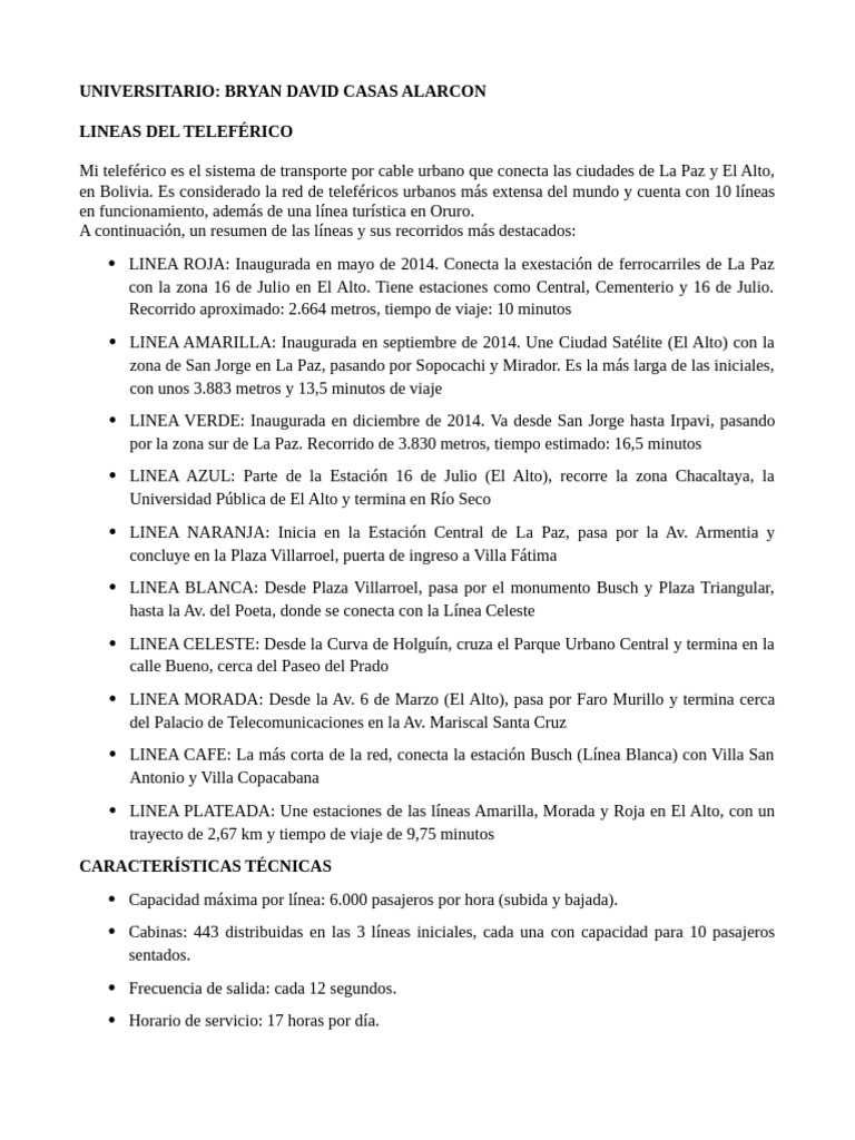 6 o 7 . - Lineas Del Teleferico | PDF | Transporte | Transporte ferroviario