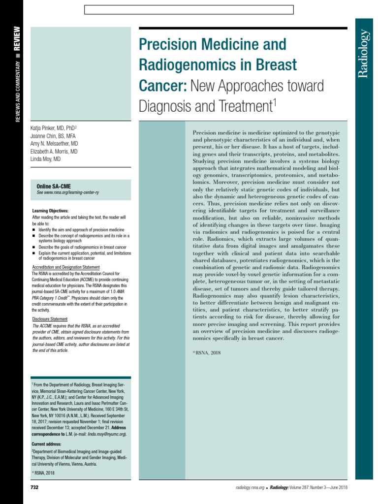 Radiogenomics in Breast Cancer Insights | PDF | Proteomics ...